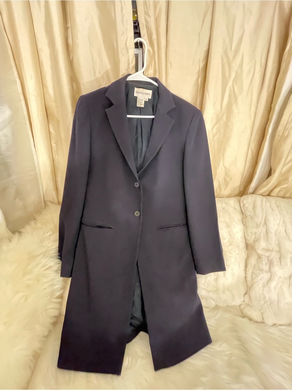 Bloomingdale's (Vintage) Navy Tailored Women's Trench Coat